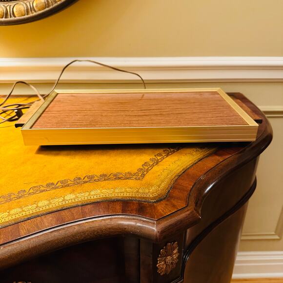 VTG MCM Devon Electric Food Warmer Hot Plate Wood Grain Teak Handles USA Made - Picture 3 of 7